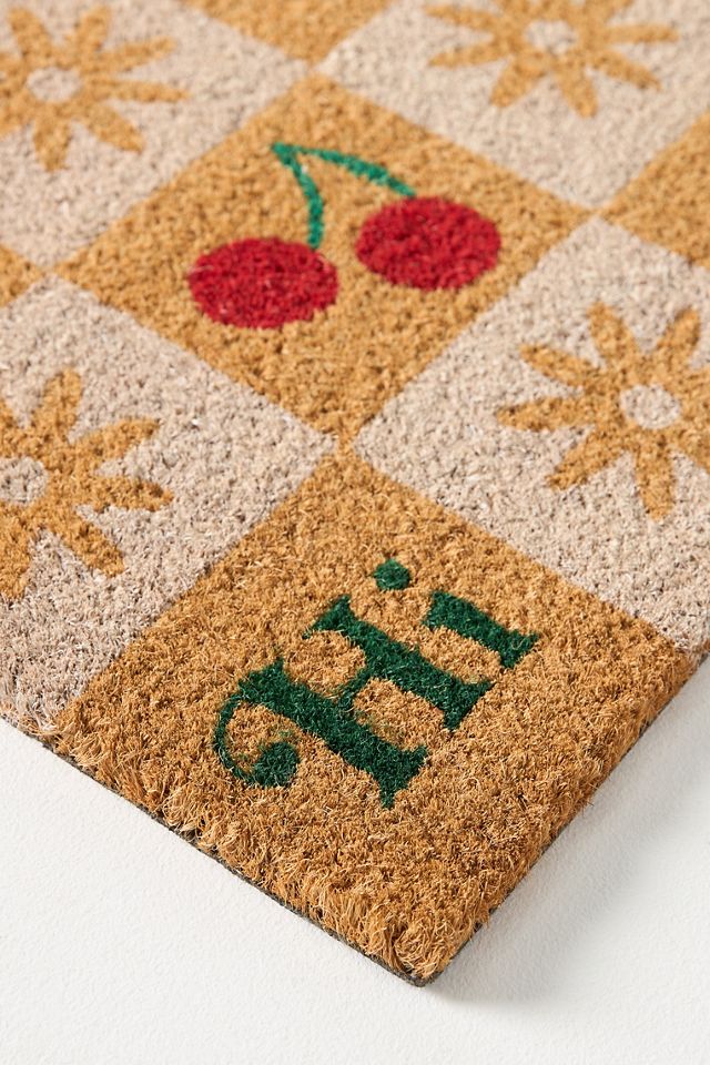 Checkered Fruit Coir Printed Doormat #1