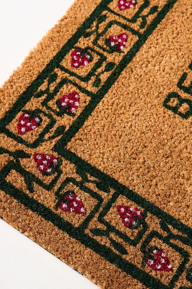 Strawberry Border Coir Printed Doormat #1