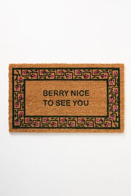 Strawberry Border Coir Printed Doormat
