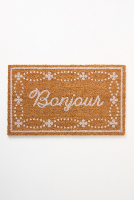 Anthropologie Bonjour Border Coir Printed Doormat