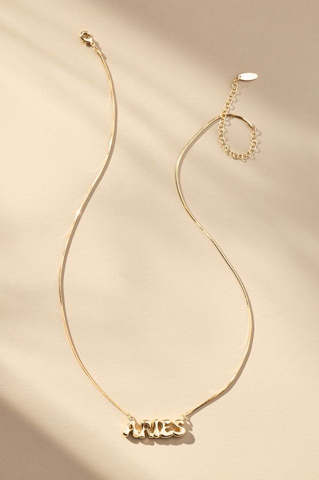 Bubble Letter Zodiac Necklace #2