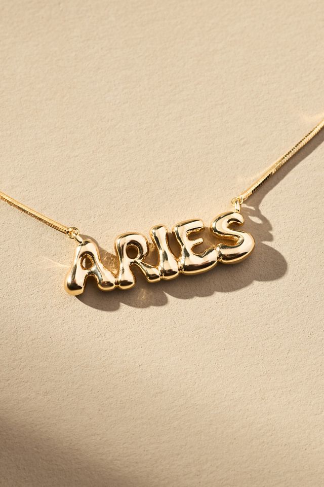 Bubble Letter Zodiac Necklace #1