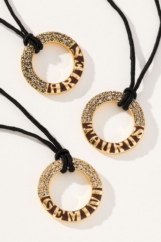 Pavé Zodiac Circle Pendant Necklace #2