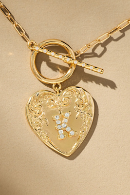 By Anthropologie Monogram Heart Toggle Necklace In Multicolor