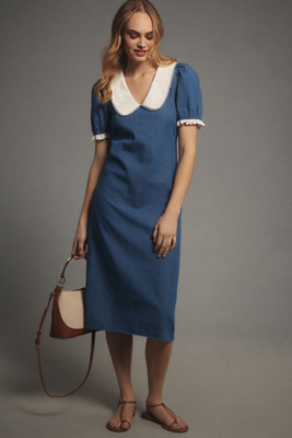 Porridge Short-Sleeve Collared Slim Midi Dress | Anthropologie