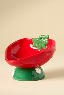Anthropologie 3D Ceramic Fruit Dog & Cat Bowl