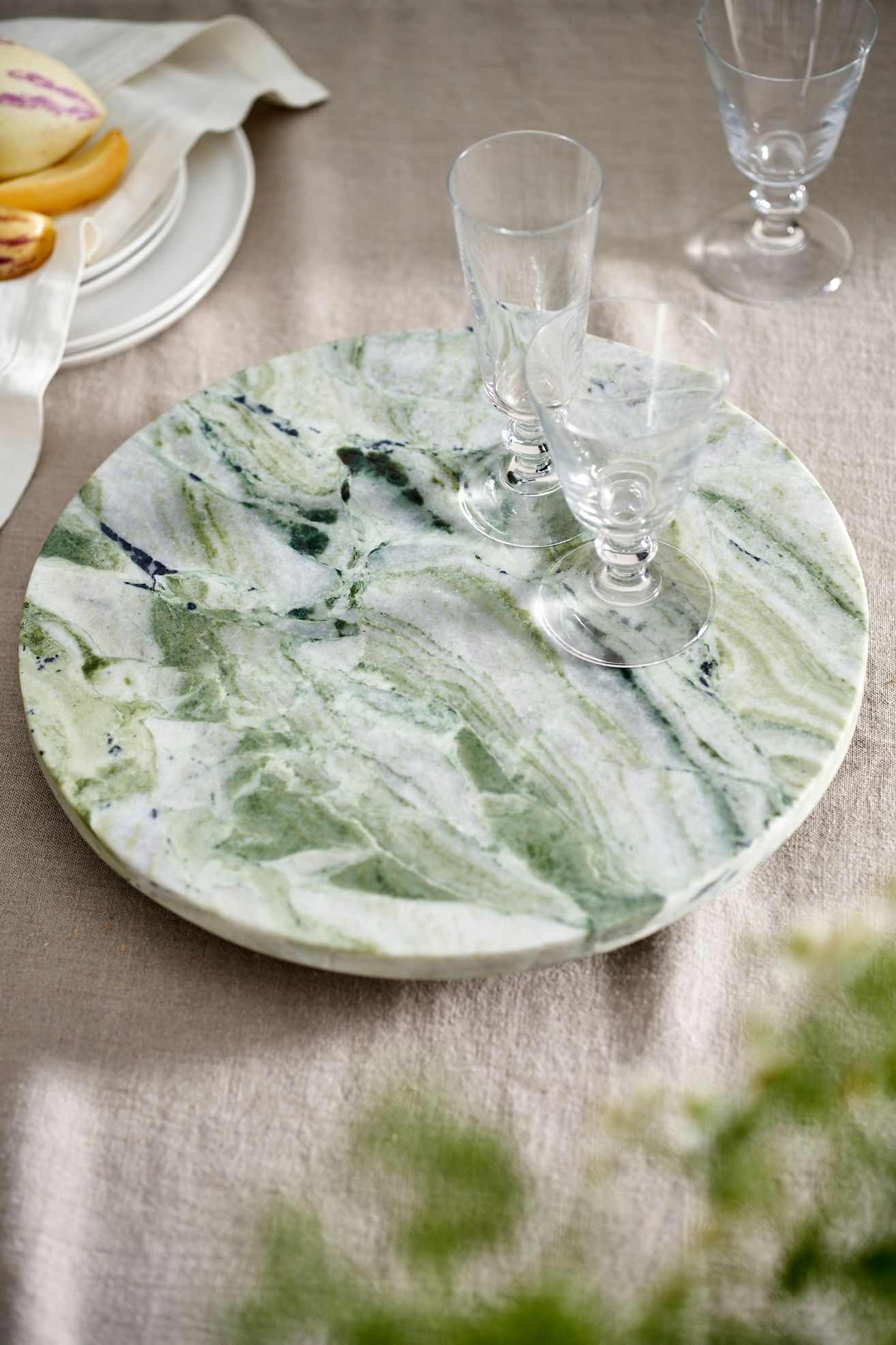 Green Marble Lazy Susan - Green, Standard, One Size