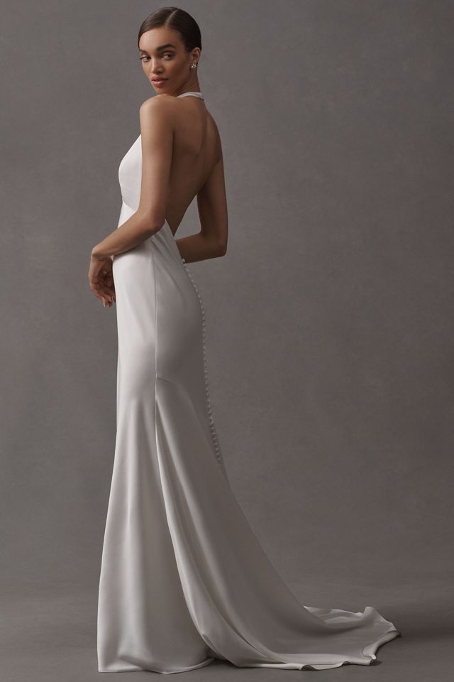 （ベストセラー）Anthropologie Jenny Yoo ウエディングドレス Jenny by Jenny Yoo Jennifer Plunge Satin Wedding Gown