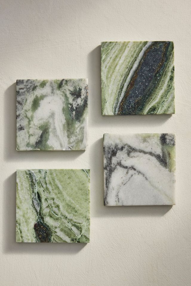 Green Marble Coasters, Set of 4 #2