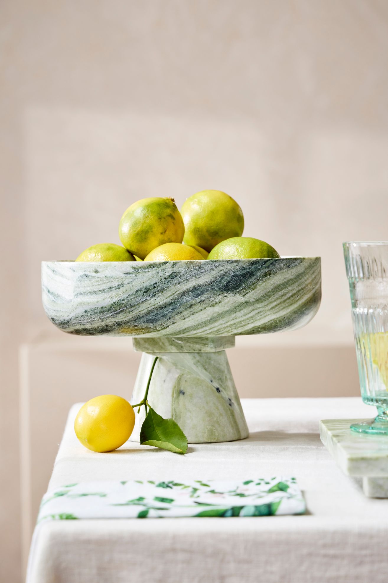 Green Marble Footed Serving Bowl - Green, Standard, One Size