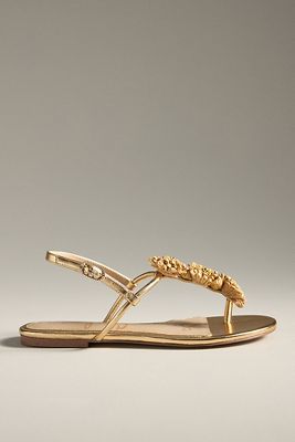 Sandales Tongs Tissées Eliza en Gold taille: Uk 4 chez Anthropologie - Sam Edelman - Modalova