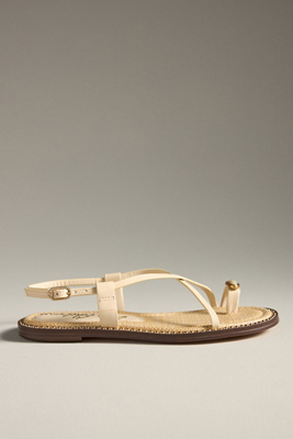 Sam Edelman Tenly Sandalo Piatto Donna – Sabbia, Taglia 39.5, Con Cinturino E Anello Dito, Fibbia