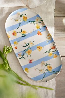 By Hope Daffodil Stripe Melamine Serving Platter