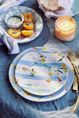 By Hope Daffodil Stripe Melamine Side Plates, Set of 4 | AnthroHome