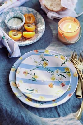 By Hope Daffodil Stripe Melamine Side Plates, Set of 4
