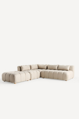 Anthropologie Kora Tufted Performance Woven Ottoman