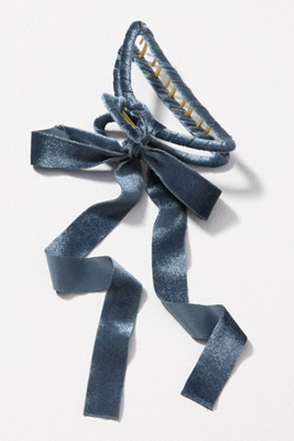 By Anthropologie Velvet Bow Ribbon Hair Claw Clip In Blue