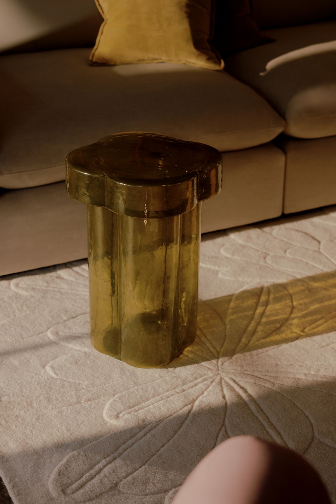 Manor Glass Side Table - Light Green, Tall