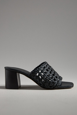 By Anthropologie Woven Block-heel Mule Sandals In Black
