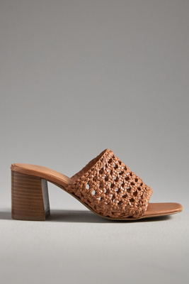 By Anthropologie Woven Block-heel Mule Sandals In Beige