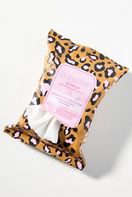 Sugarluv Glow Up Jojoba & Glycolic Acid Cleansing Facial Wipes, 30 Count