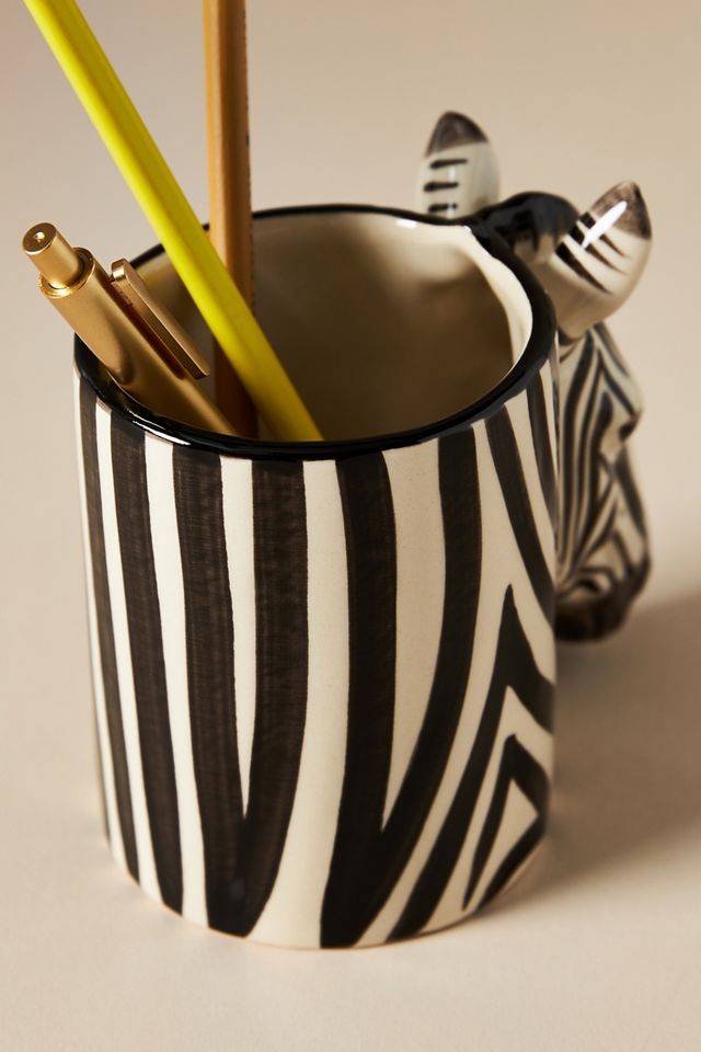 Quail Ceramics Zebra Pencil Pot #1