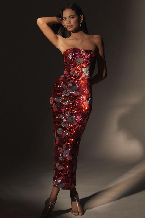 Helsi Leslie Strapless Sequin Sheath Midi Dress