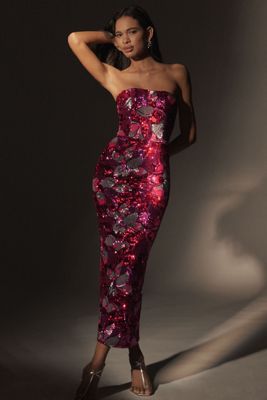 Anthropologie ★ Helsi Vivi Strapless Beaded Midi Dress Vivi Strapless Beaded Midi Dress