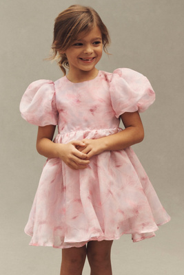 Bardot Juliet Puff-sleeve Organza Flower Girl Dress In Pink