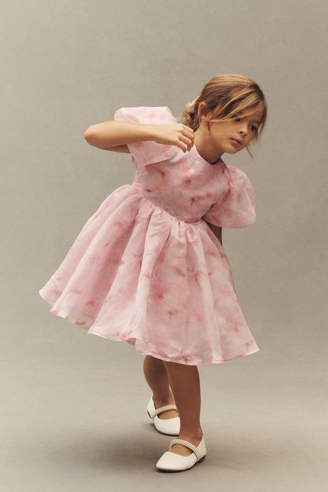 Bardot Juliet Puff-Sleeve Organza Flower Girl Dress