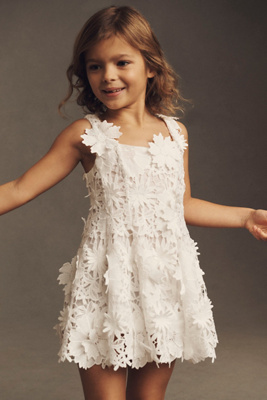Bardot Calypso Sleeveless Lace A-line Mini Flower Girl Dress In White