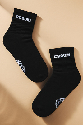 Bridemerch Groom Crew Socks In Black