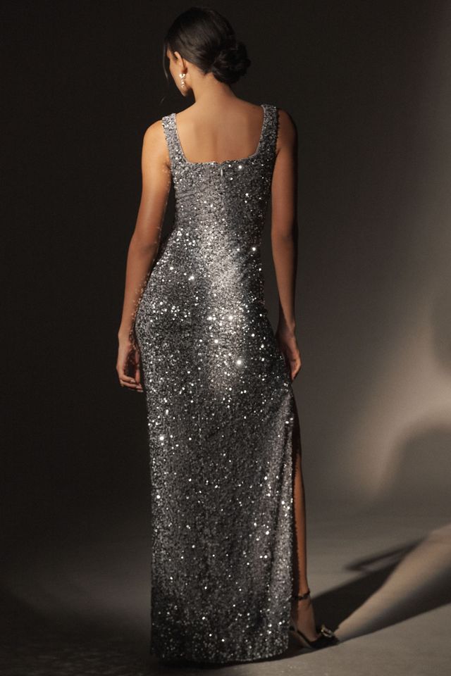 Helsi Marilyn Square-Neck Sequin Side-Slit Maxi Dress #1
