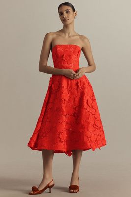 Helsi Florence Floral Appliqu Strapless Midi Dress | Anthropologie