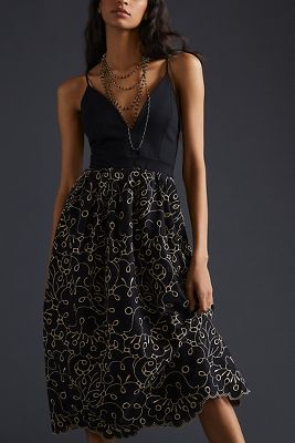 Anthropologie Maeve Eyelet Wrap store Dress Black Size: 10