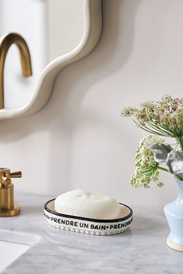ANTHROPOLOGIE CLAUDETTE GLAZED CERAMIC SOAP DISH 