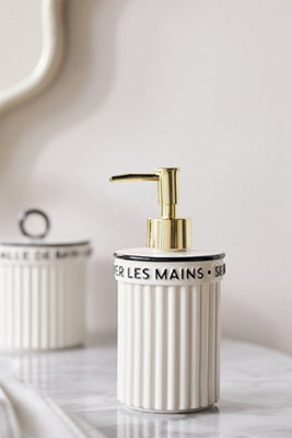 Anthropologie Claudette Glazed Ceramic Soap Pump In White