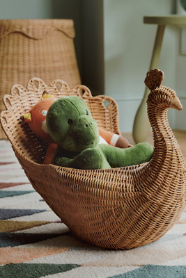 Anthropologie Ida Peacock Woven Wicker Basket