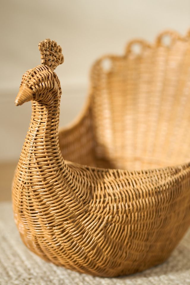 Ida Peacock Woven Wicker Basket #2