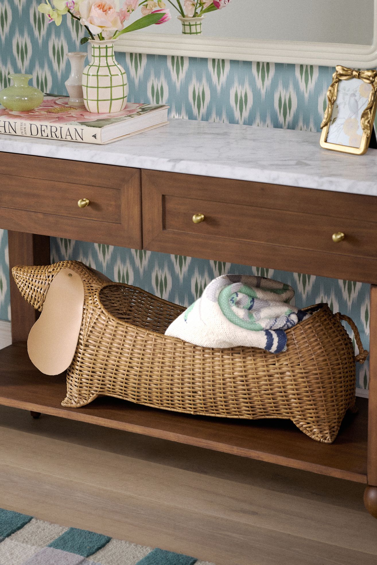 Dachshund Dog Woven Wicker Basket - Neutral, One Size