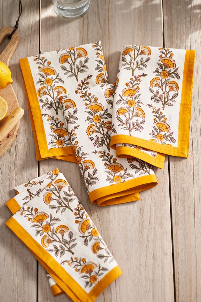 Calla Cotton Napkins, Set of 4 Yellow #1