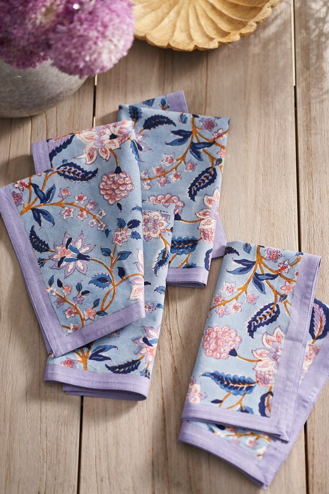 Divya Cotton Napkins, Set of 4 Blue #1