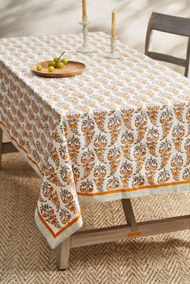 Calla Cotton Tablecloth, Yellow