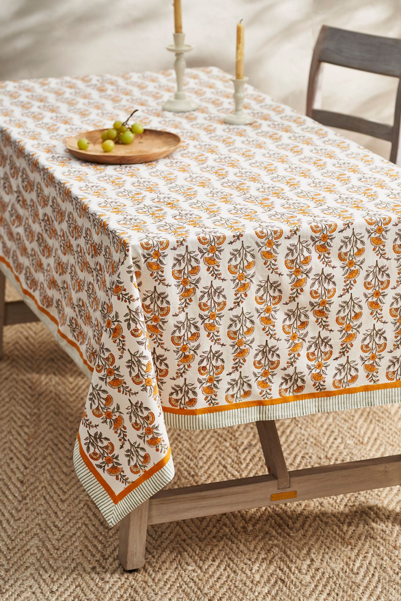 Calla Cotton Tablecloth, Yellow - Yellow, One Size