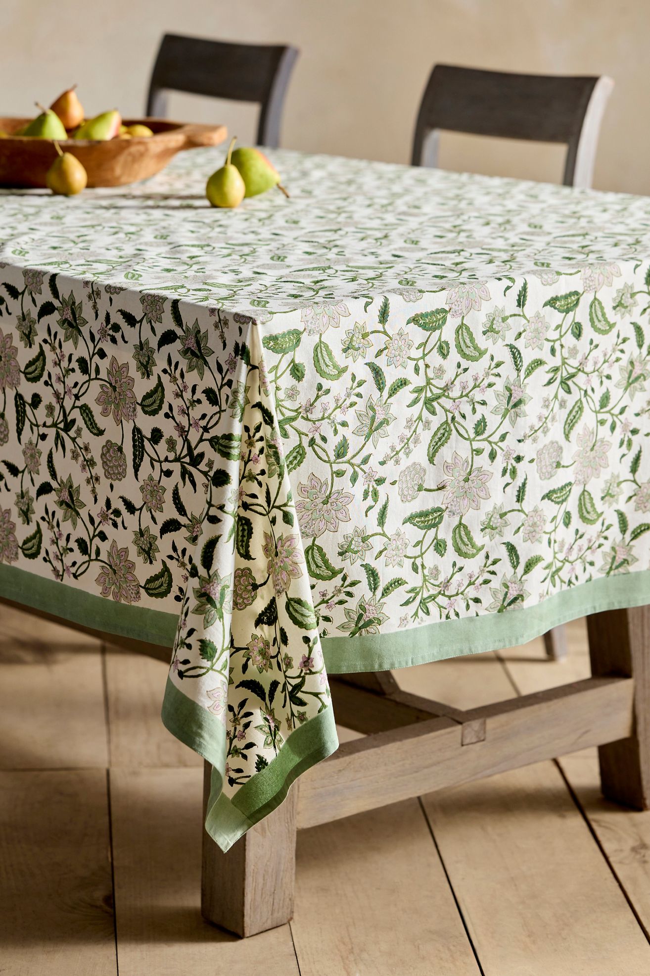 Divya Cotton Tablecloth - Green, One Size