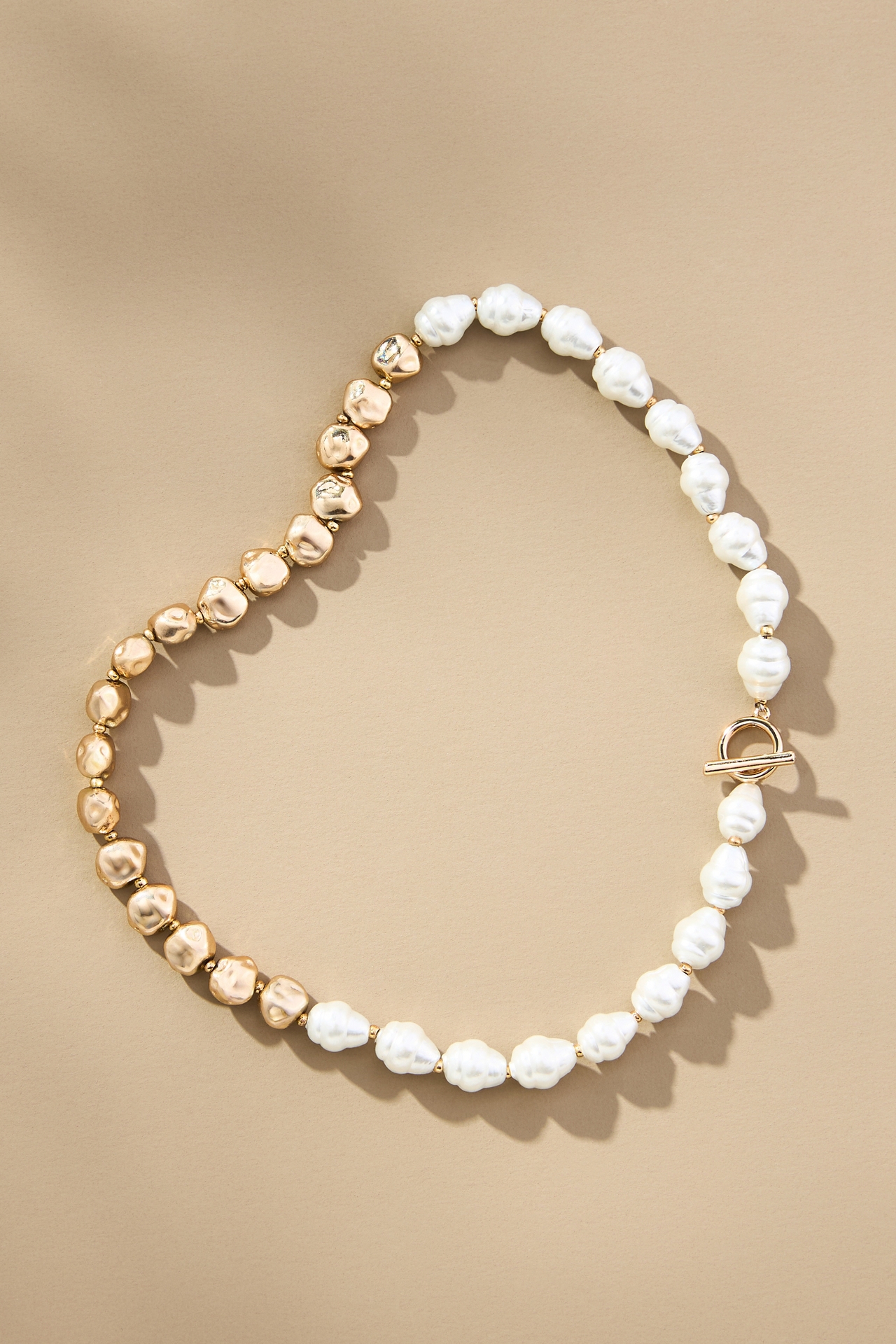 Hammered Pearl Beaded Necklace