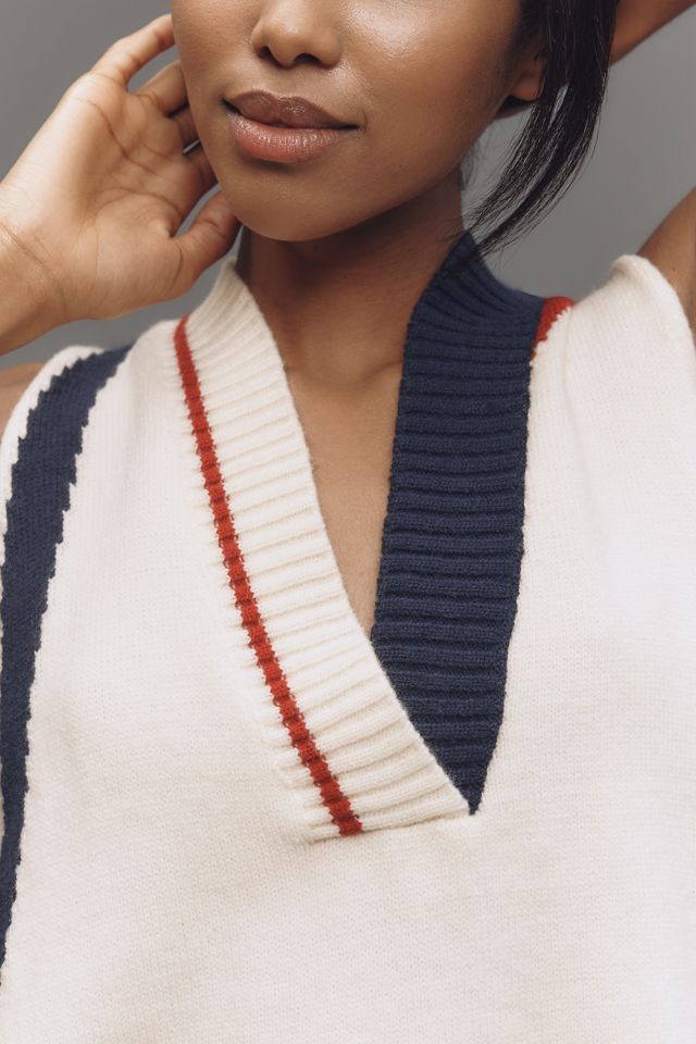 By Anthropologie Sporty Varsity Knit Vest #3