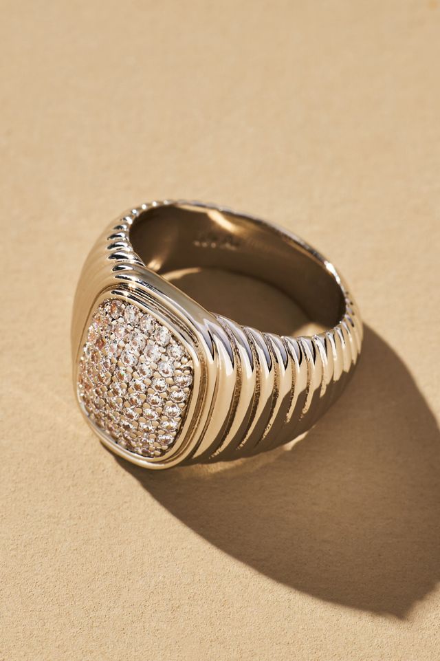 Luv Aj Oval Bezel Ribbed Ring #1
