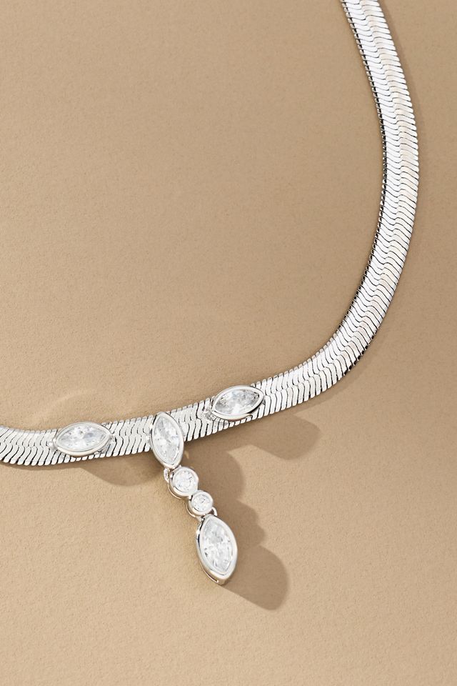 Luv Aj Bianca Drop Crystal Snake Chain Necklace #1