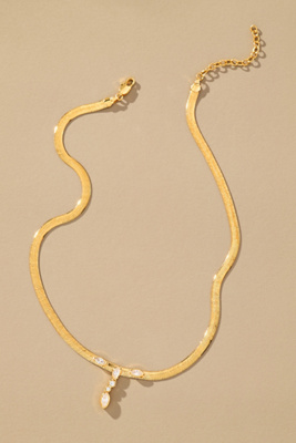Luv Aj Bianca Drop Crystal Snake Chain Necklace In Gold